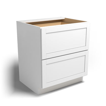 Special Order - 30" Drawer Base Cabinet with 2 Drawers Arcadia White Shaker - DB30-2 Arcadia White Base Cabinets Drawer Bases GHI SPACW Special Order