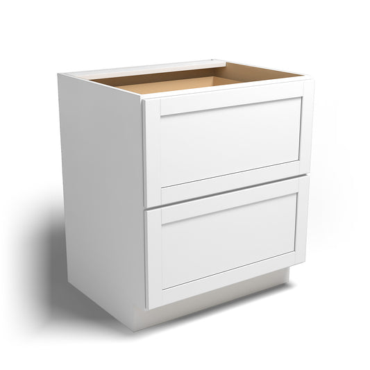 Special Order - 30" Drawer Base Cabinet with 2 Drawers Arcadia White Shaker - DB30-2 Arcadia White Base Cabinets Drawer Bases GHI SPACW Special Order