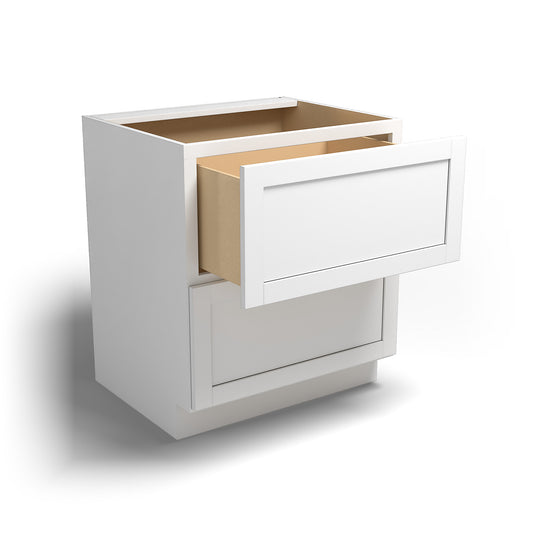 Special Order - 30" Drawer Base Cabinet with 2 Drawers Arcadia White Shaker - DB30-2 Arcadia White Base Cabinets Drawer Bases GHI SPACW Special Order