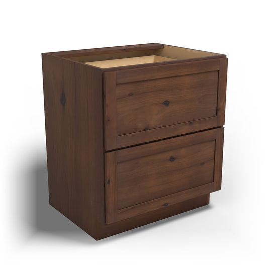 Special Order - 30" Drawer Base Cabinet 2 Drawers Rustic Walnut - DB30-2 Base Cabinets Drawer Bases GHI Rustic Walnut Special Order SPRWS