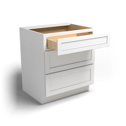 Special Order - 30" Drawer Base Cabinet with 3 Drawers Arcadia White Shaker - DB30 Arcadia White Base Cabinets GHI SPACW Special Order