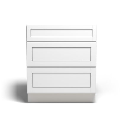 Special Order - 30" Drawer Base Cabinet with 3 Drawers Arcadia White Shaker - DB30 Arcadia White Base Cabinets GHI SPACW Special Order