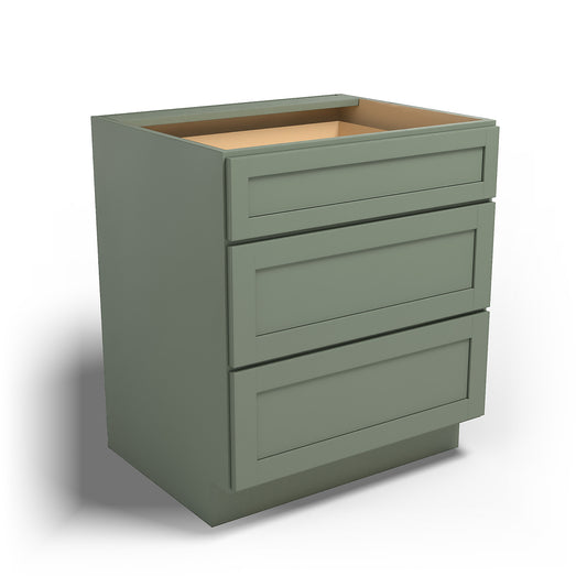 Special Order - 30" Drawer Base Cabinet with 3 Drawers Forest Green - DB30