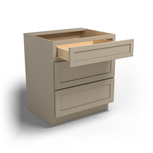 Special Order - 30" Drawer Base Cabinet with 3 Drawers Mojave Shaker - DB30 Base Cabinets Drawer Bases GHI Mojave Shaker Special Order SPMJS