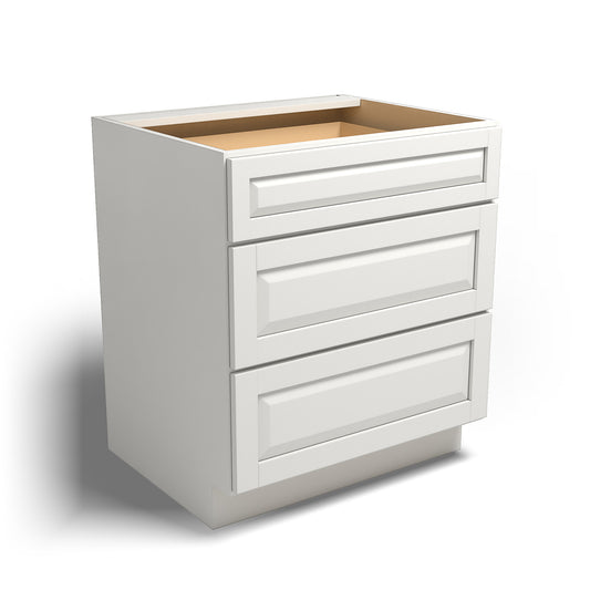 Special Order - 30" Drawer Base Cabinet with 3 Drawers Newport White - DB30 Base Cabinets Drawer Bases GHI Newport White Special Order SPNPW