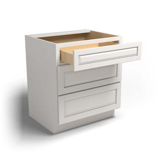 Special Order - 30" Drawer Base Cabinet with 3 Drawers Newport White - DB30 Base Cabinets Drawer Bases GHI Newport White Special Order SPNPW