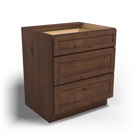 Special Order - 30" Drawer Base Cabinet 3 Drawers Rustic Walnut - DB30