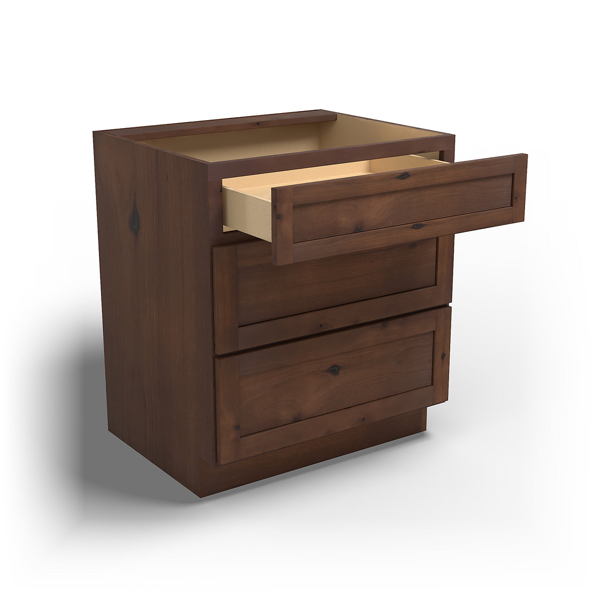 Special Order - 30" Drawer Base Cabinet 3 Drawers Rustic Walnut - DB30 Base Cabinets Drawer Bases GHI Rustic Walnut Special Order SPRWS