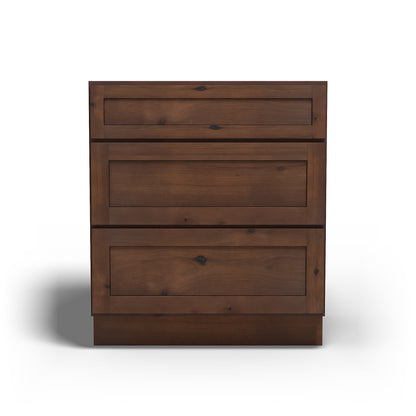 Special Order - 30" Drawer Base Cabinet 3 Drawers Rustic Walnut - DB30 Base Cabinets Drawer Bases GHI Rustic Walnut Special Order SPRWS
