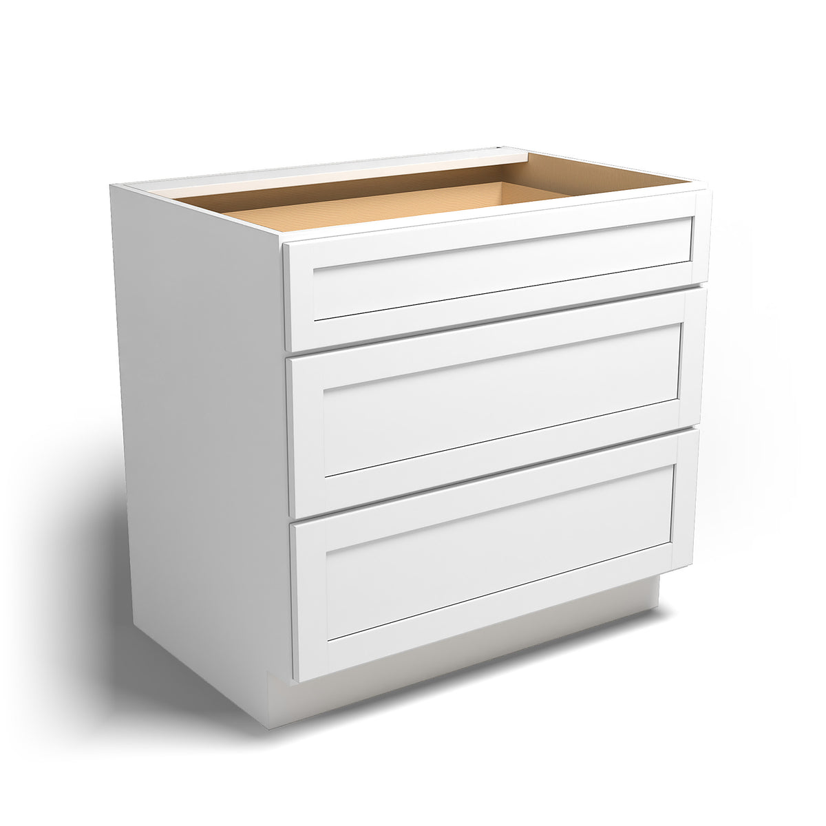 Special Order - 36" Drawer Base Cabinet with 3 Drawers Arcadia White Shaker - DB36