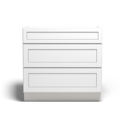 Special Order - 36" Drawer Base Cabinet with 3 Drawers Arcadia White Shaker - DB36