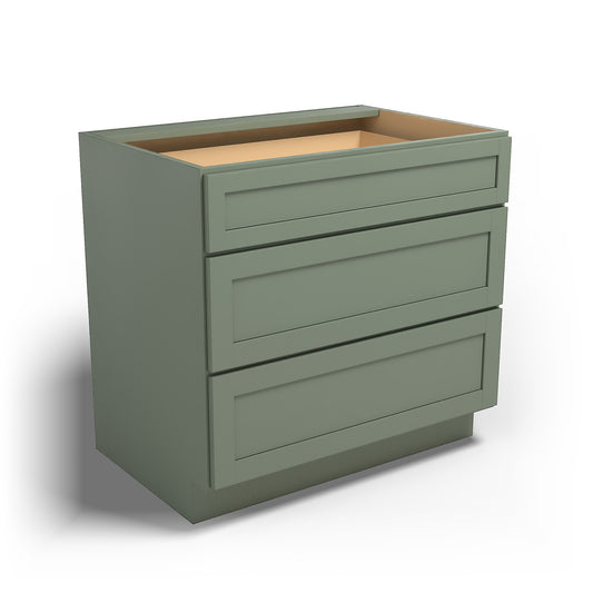 Special Order - 36" Drawer Base Cabinet with 3 Drawers Forest Green - DB36