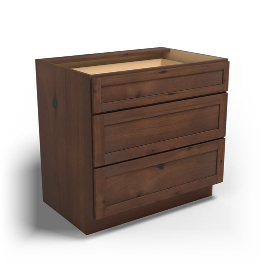 Special Order - 36" Drawer Base Cabinet with 3 Drawers Rustic Walnut - DB36 Base Cabinets Drawer Bases GHI Rustic Walnut Special Order SPRWS