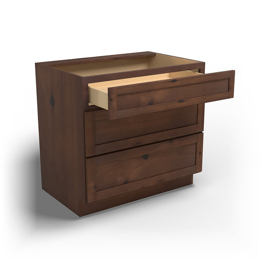 Special Order - 36" Drawer Base Cabinet with 3 Drawers Rustic Walnut - DB36 Base Cabinets Drawer Bases GHI Rustic Walnut Special Order SPRWS