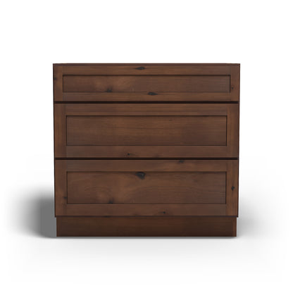 Special Order - 36" Drawer Base Cabinet with 3 Drawers Rustic Walnut - DB36