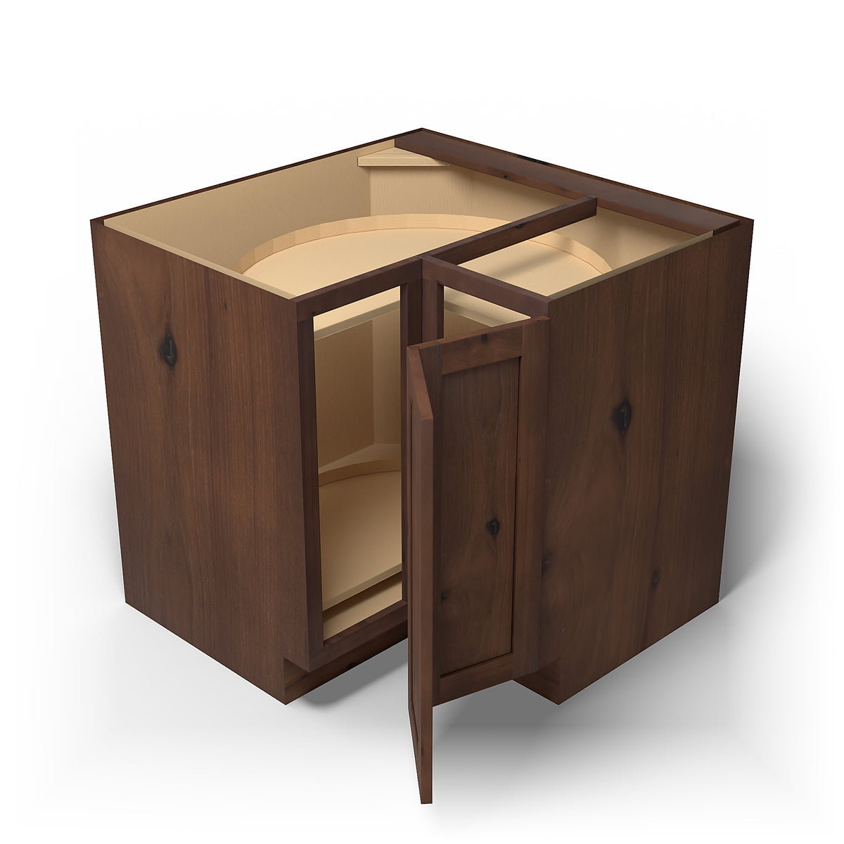Special Order - 36" x 12" Lazy Susan Corner Base Cabinet Rustic Walnut - DCB3612 Base Cabinets Corner Base Cabinets GHI Lazy Susan Rustic Walnut Special Order SPRWS