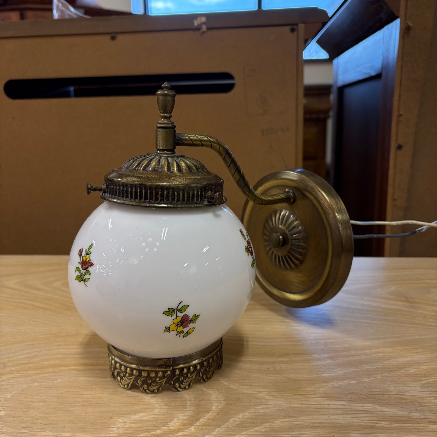 1970s Milk Glass Floral Sconce