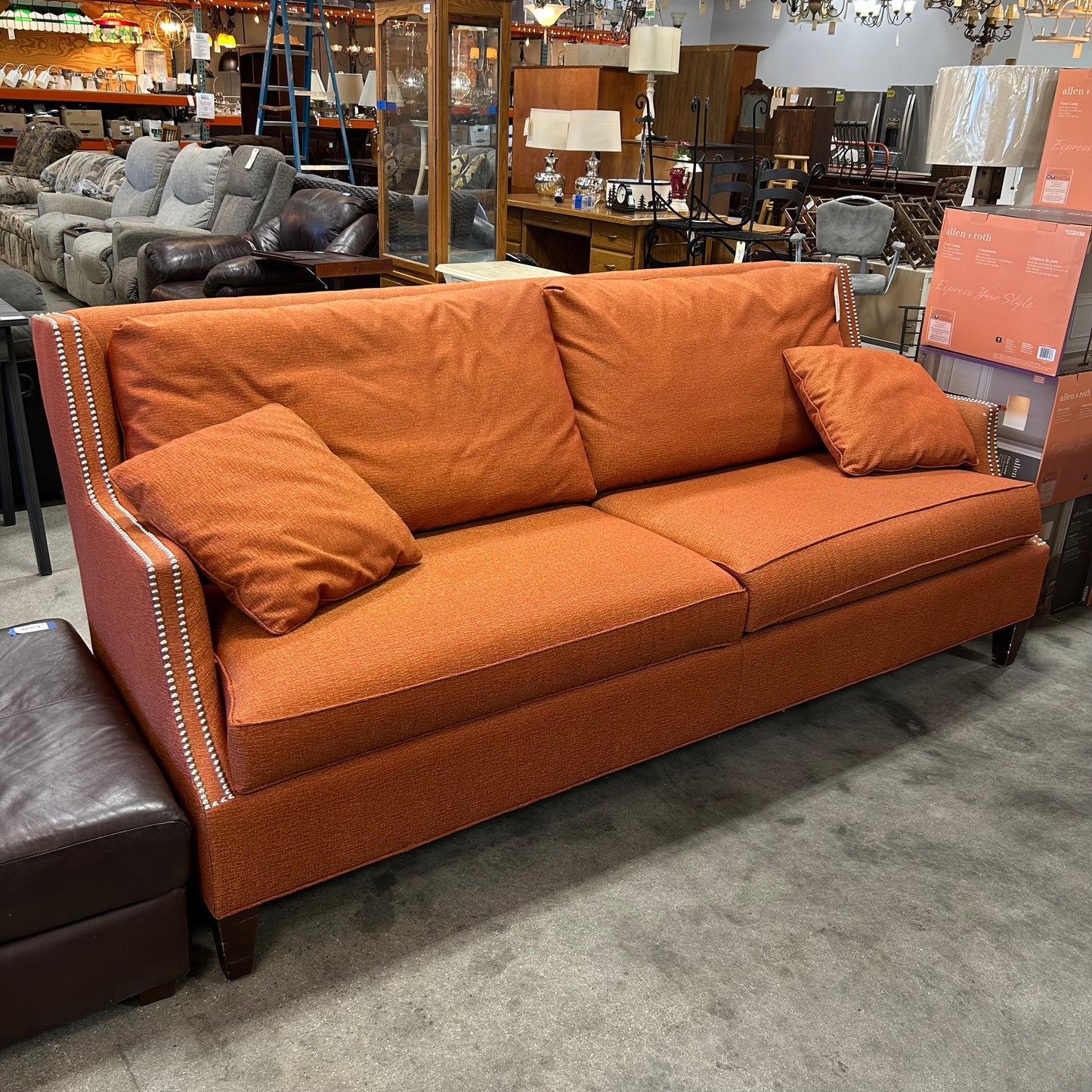 Orange Nailhead Trim Sofa