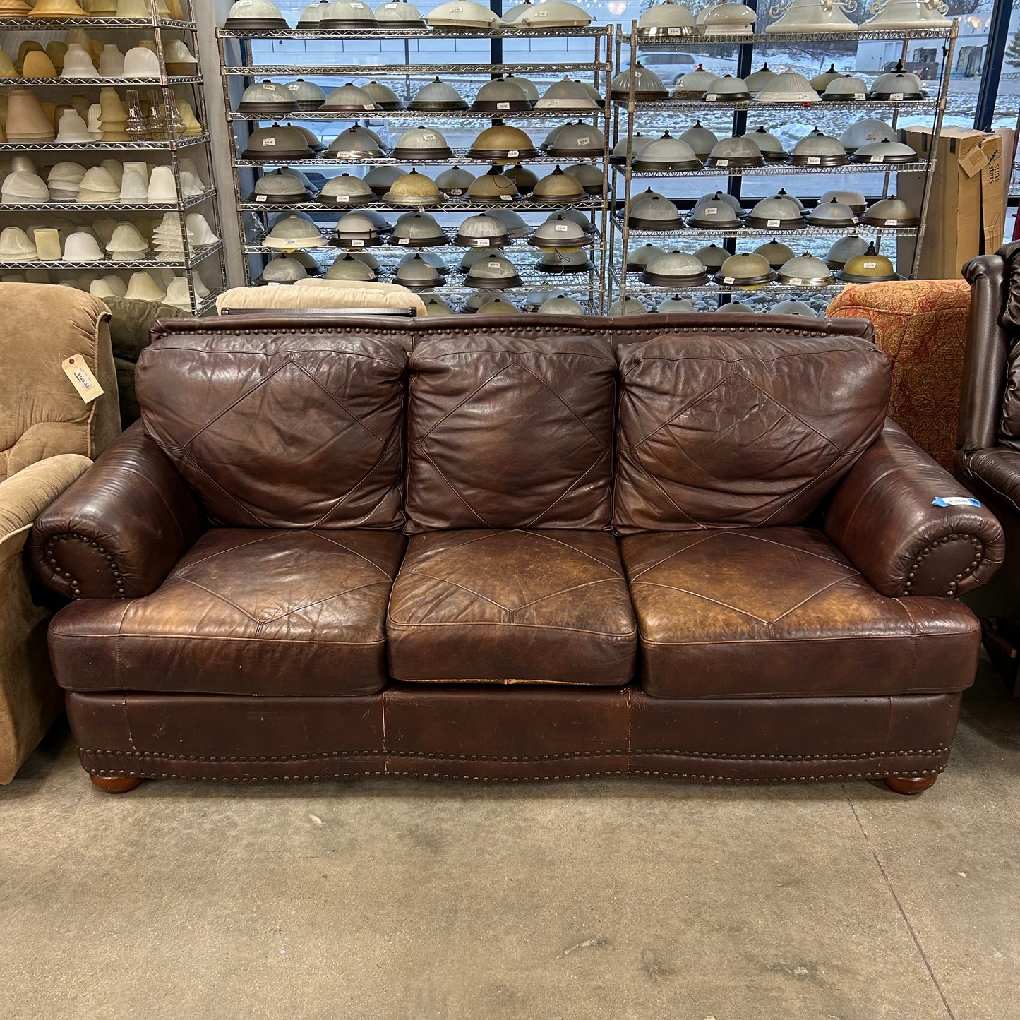 Brown Leather Diamond Sofa