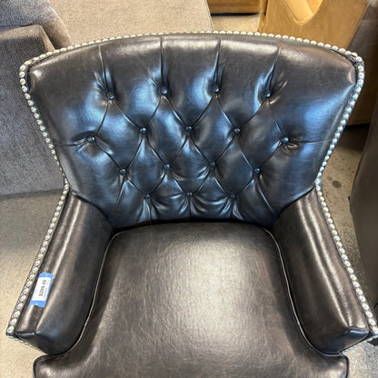 Black Tufted Leather Armchair