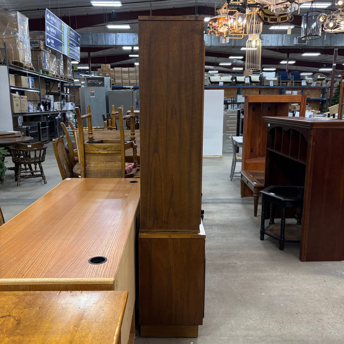 Vintage GlassDoor Walnut Hutch