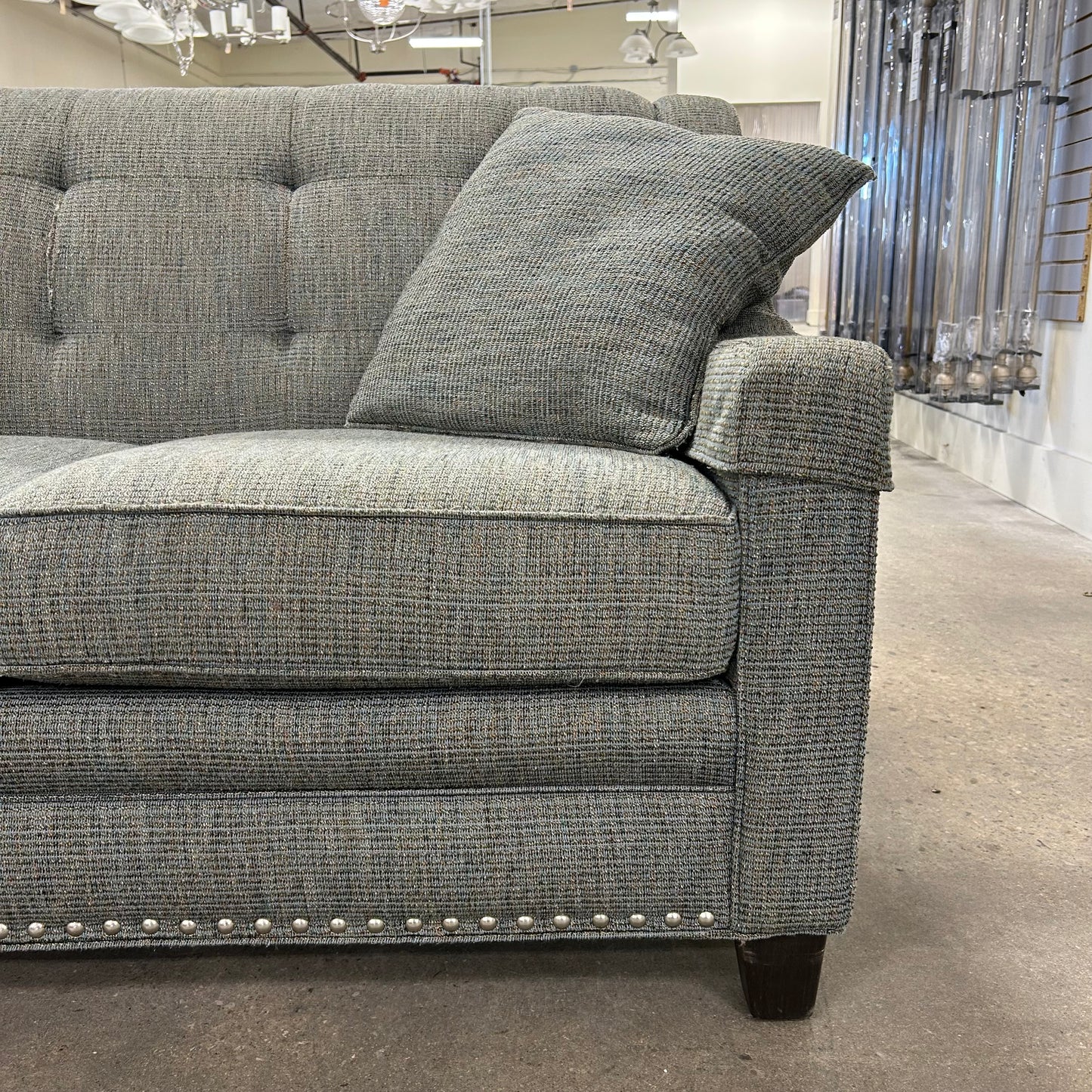 Slate Tweed Nailhead Couch