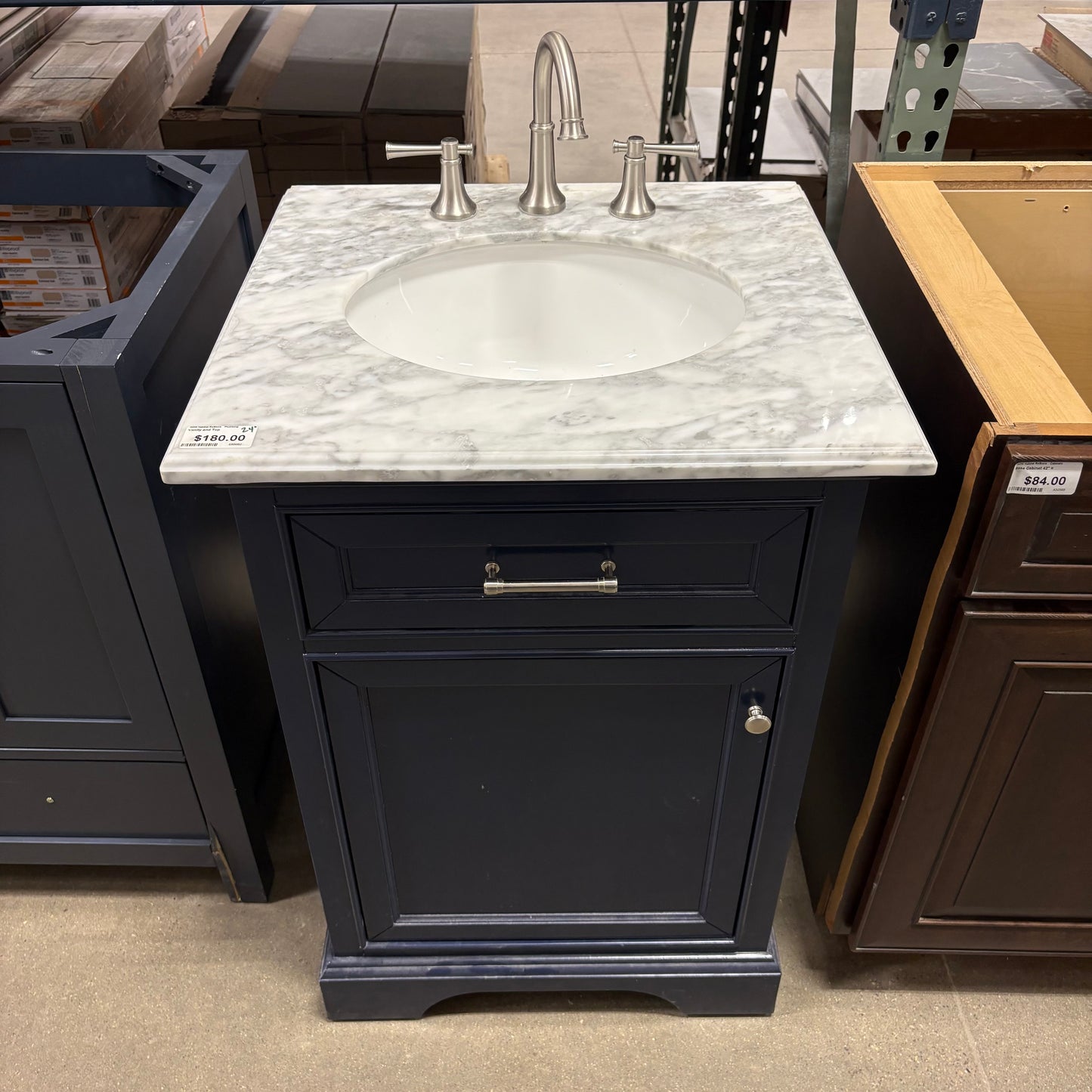 Blue Vanity with Marble Top