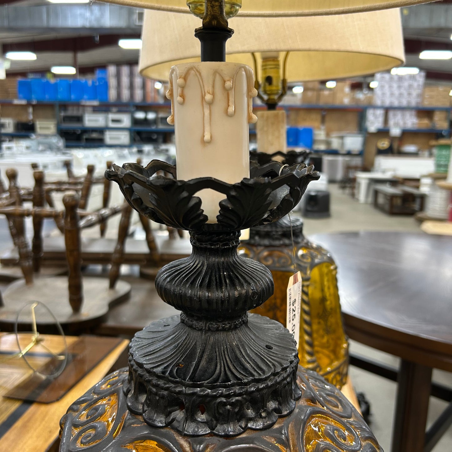 Gothic Amber Glass Table Lamp