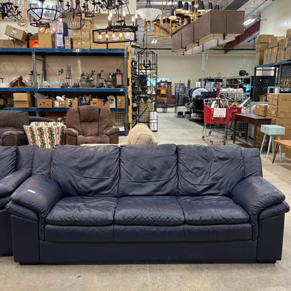 Navy Leather Sofa
