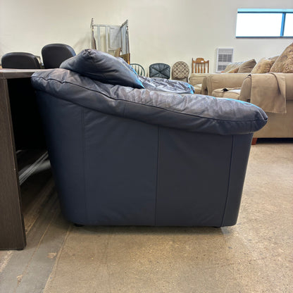 Navy Blue Leather Loveseat