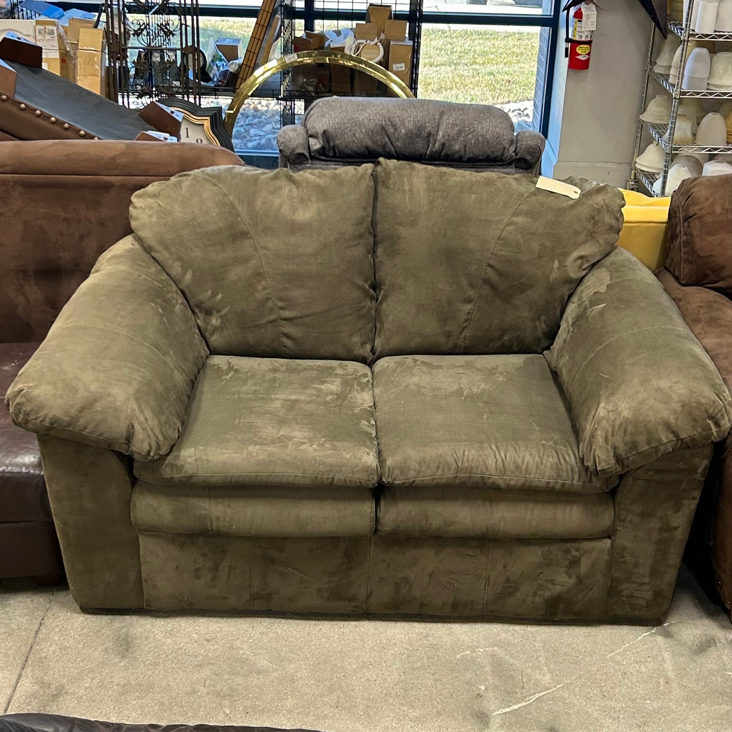 Olive Microsuede Loveseat