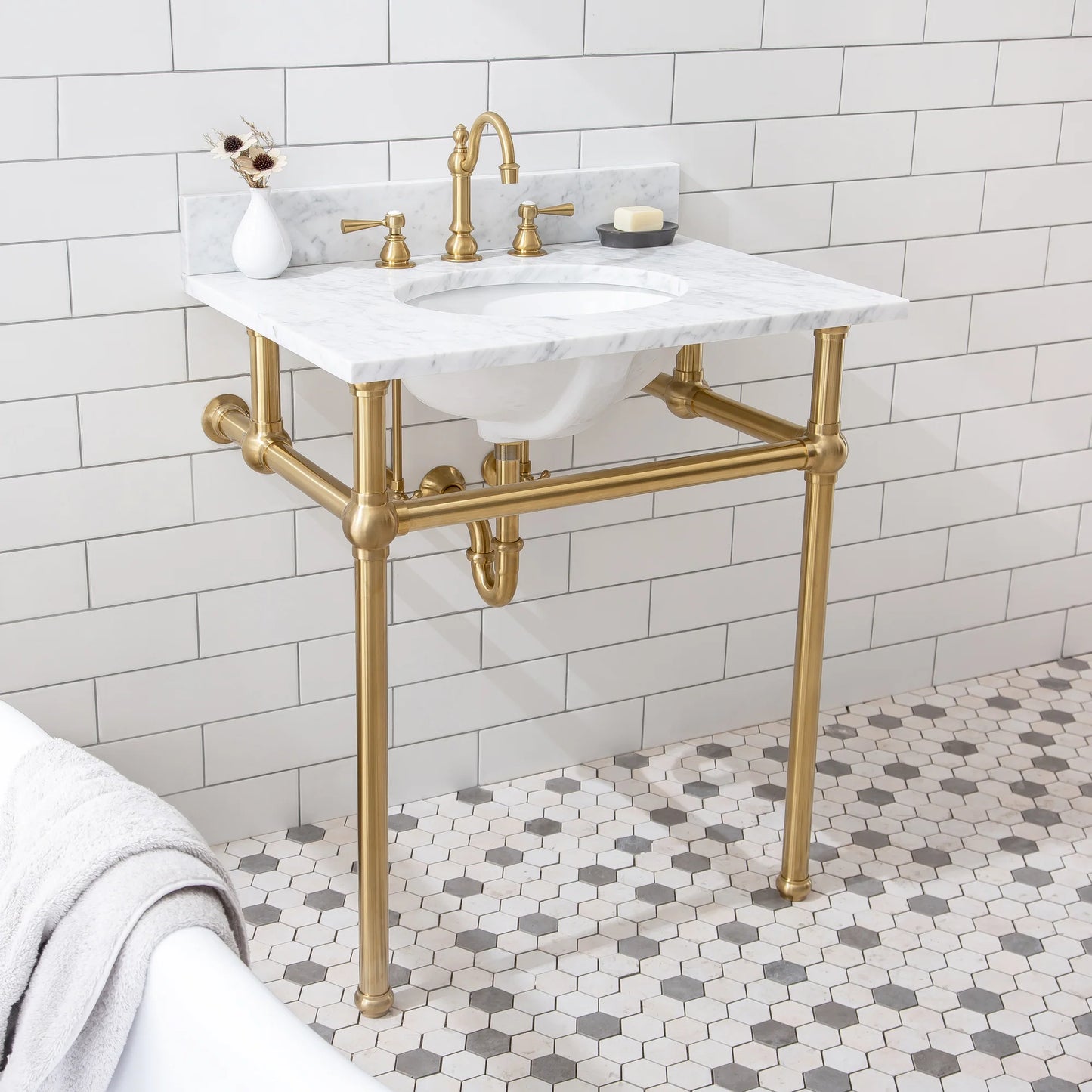 30" Satin Gold Washstand