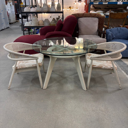 Glass-Top Cane Dining Set