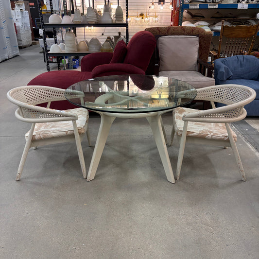 Glass-Top Cane Dining Set