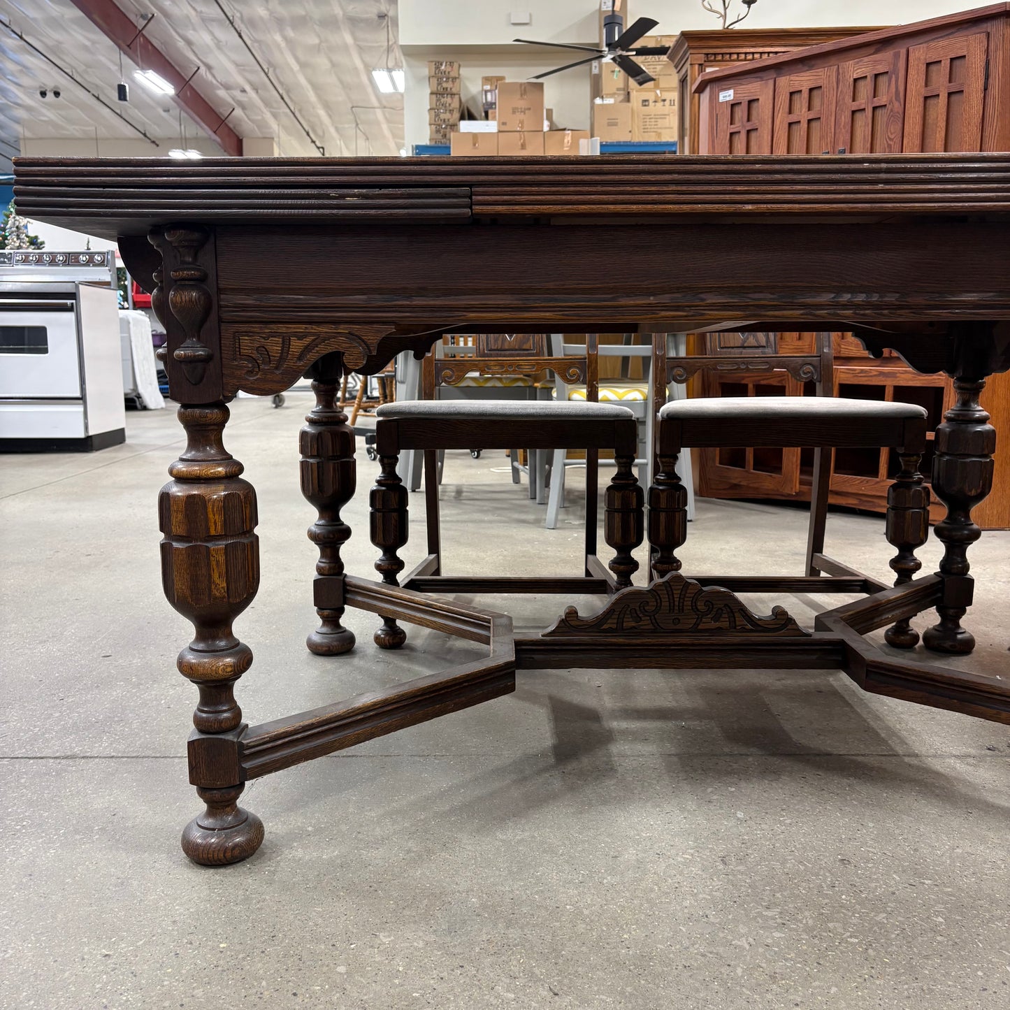 Antique Carved Oak Dining Set