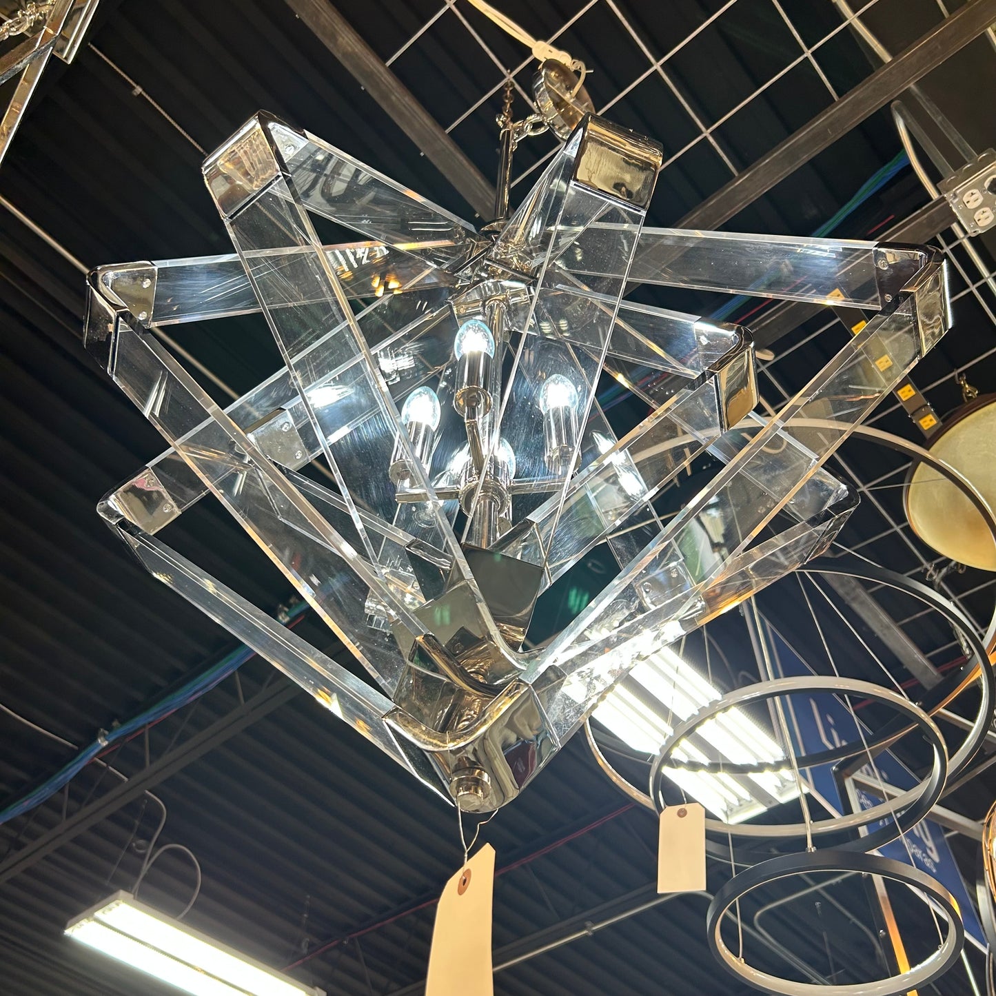 Lucite Diamond Light Fixture