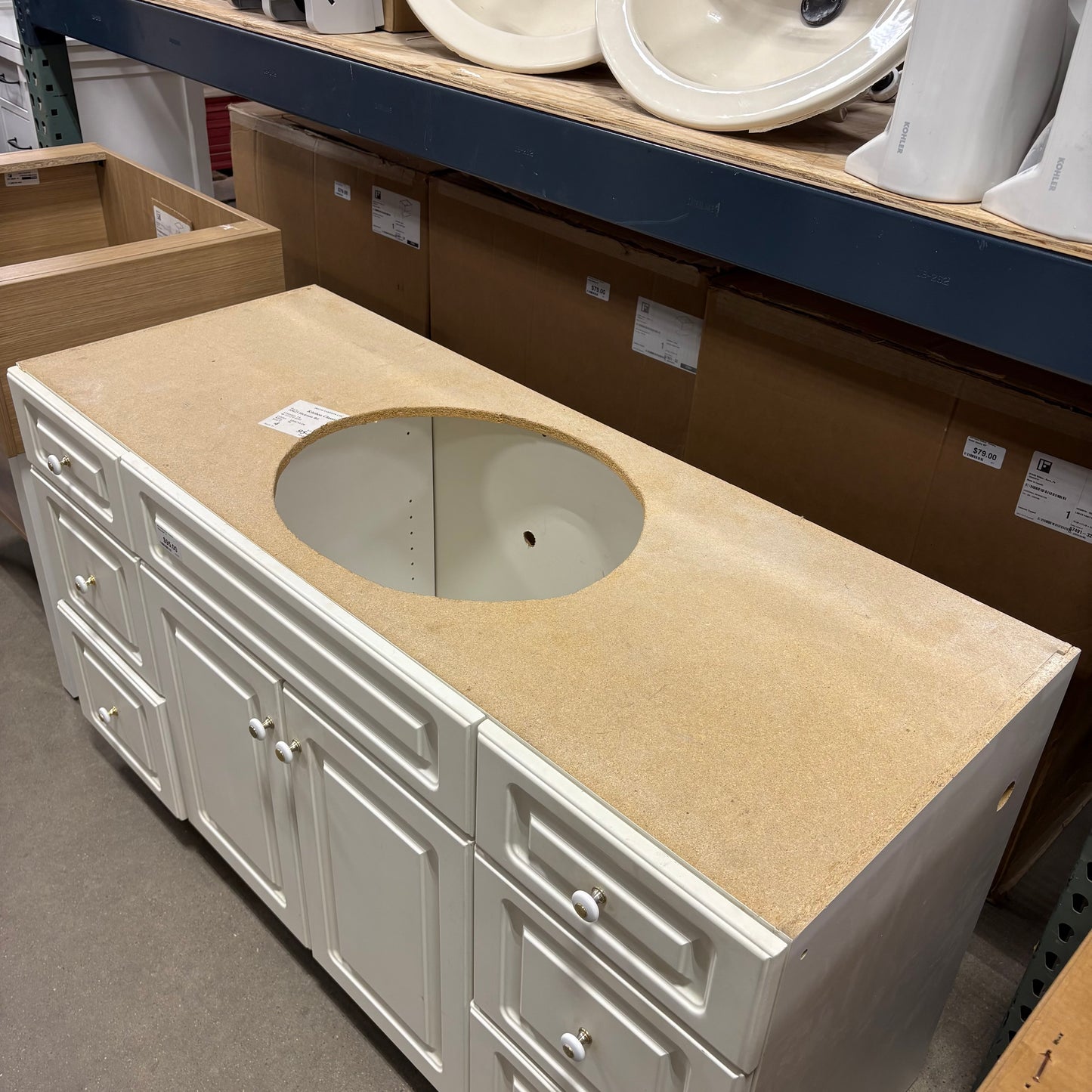 54" Ivory Vanity Base