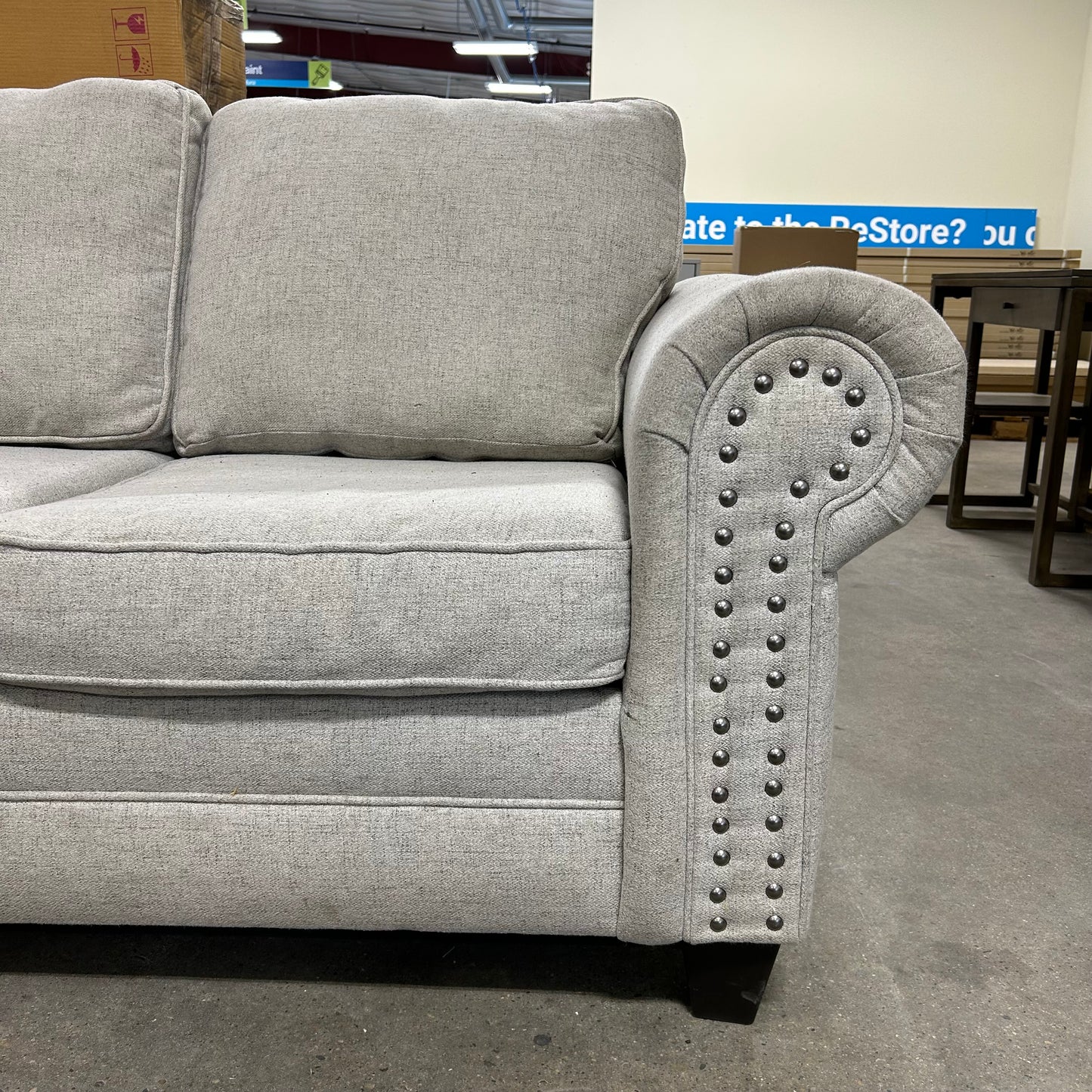 Cloudy Gray Nailhead Couch