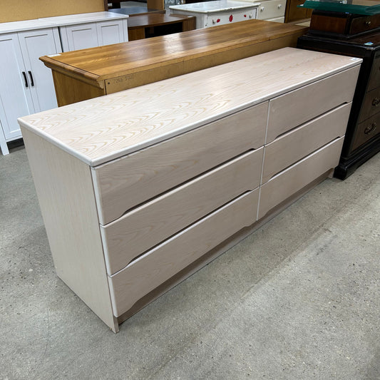 White Woodgrain Lowboy Dresser