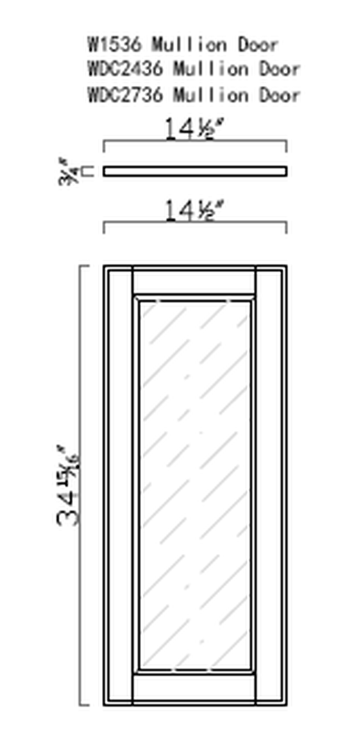GHI Forest Green 1536MD / DC2436MD / DC2736MD mullion door line drawing
