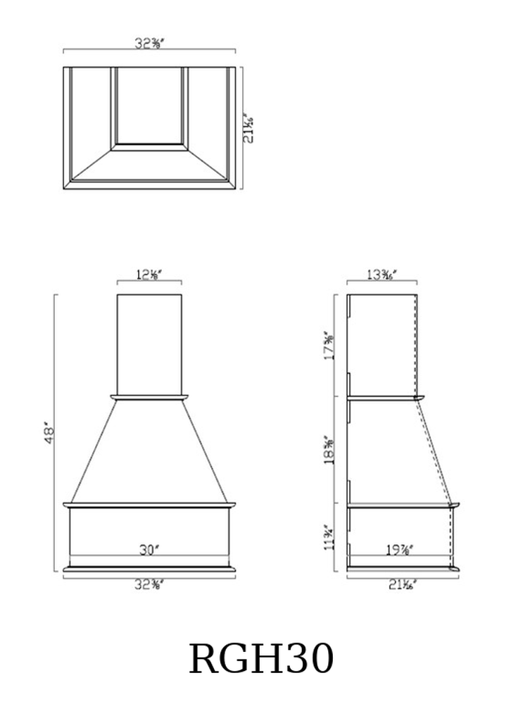 GHI RGH30 range hood line drawing