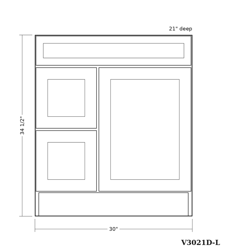 GHI V3021D-L cabinet line drawing