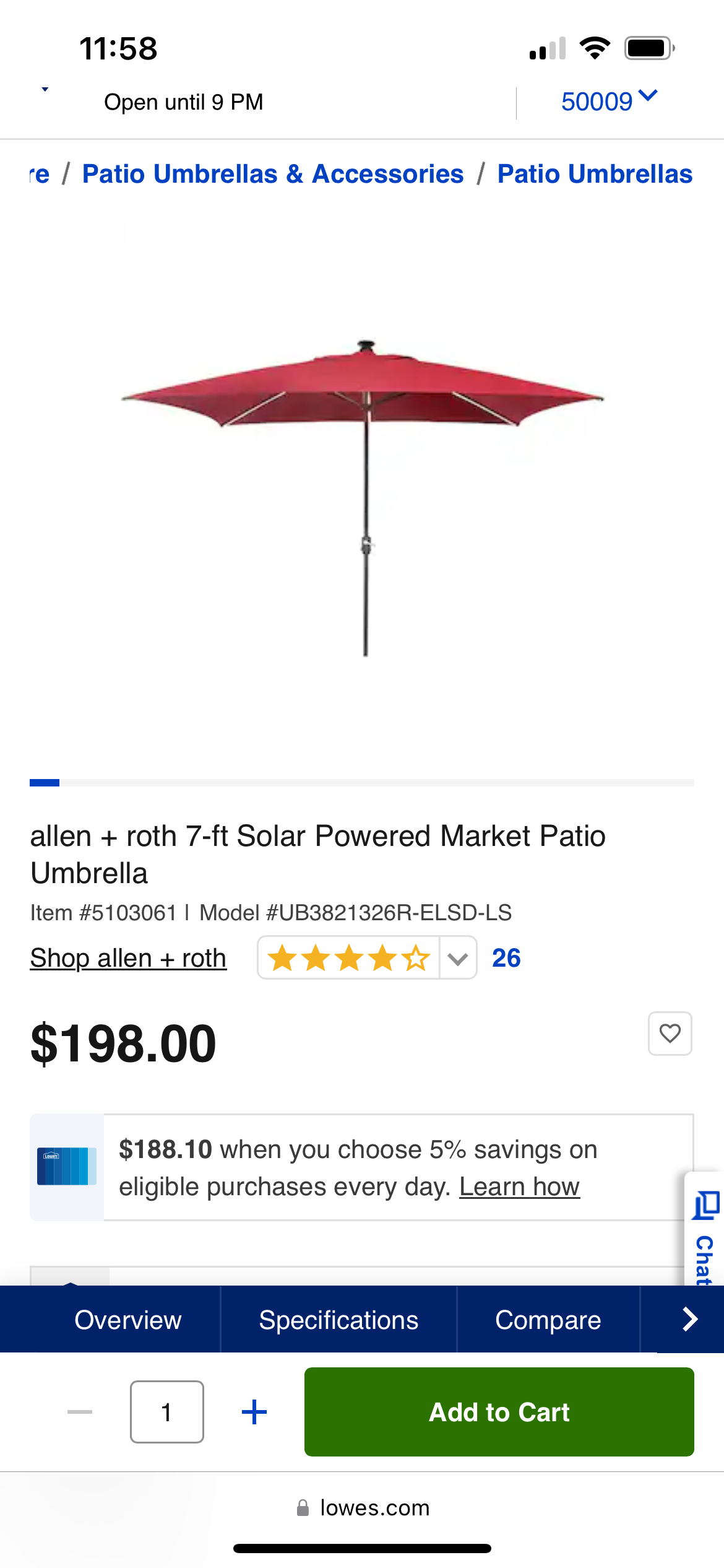 allen + roth Patio Umbrella true