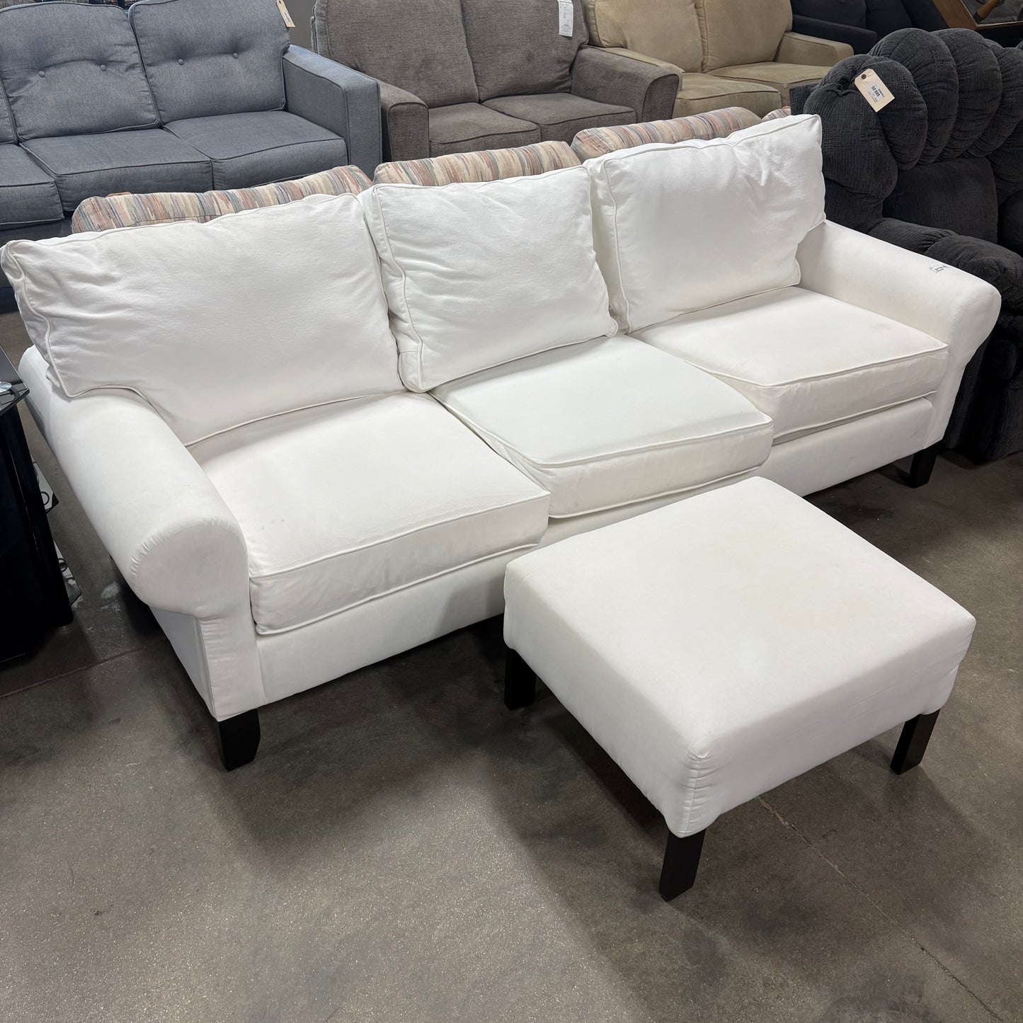 White Couch with Ottoman