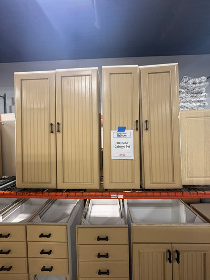 Tan 10-pc Kitchen Cabinet Set