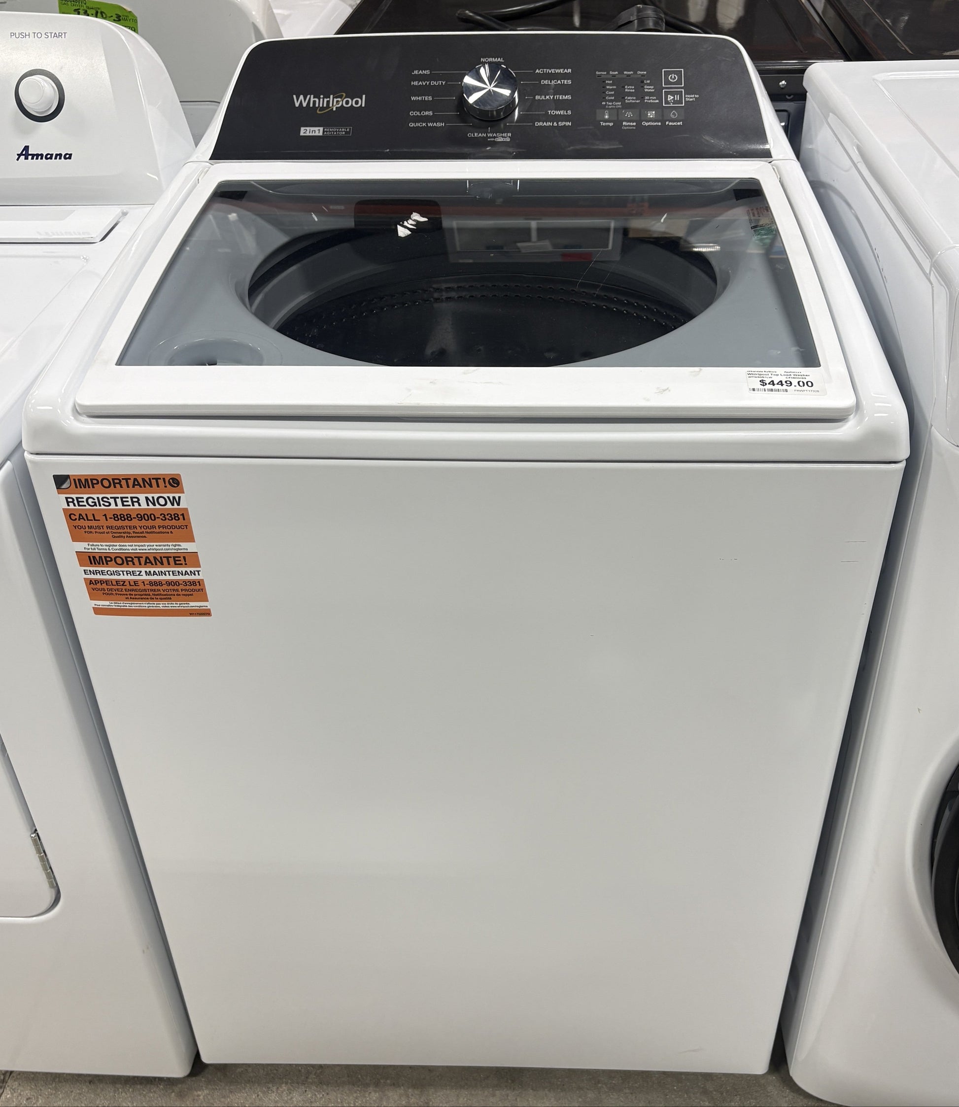 Whirlpool Glass-Lid Top Washer Washers