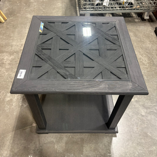 Black Woven Glass End Table FALSE