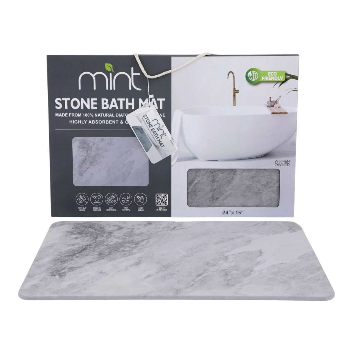 Stone Bath Mat Grey Marble FALSE location-set
