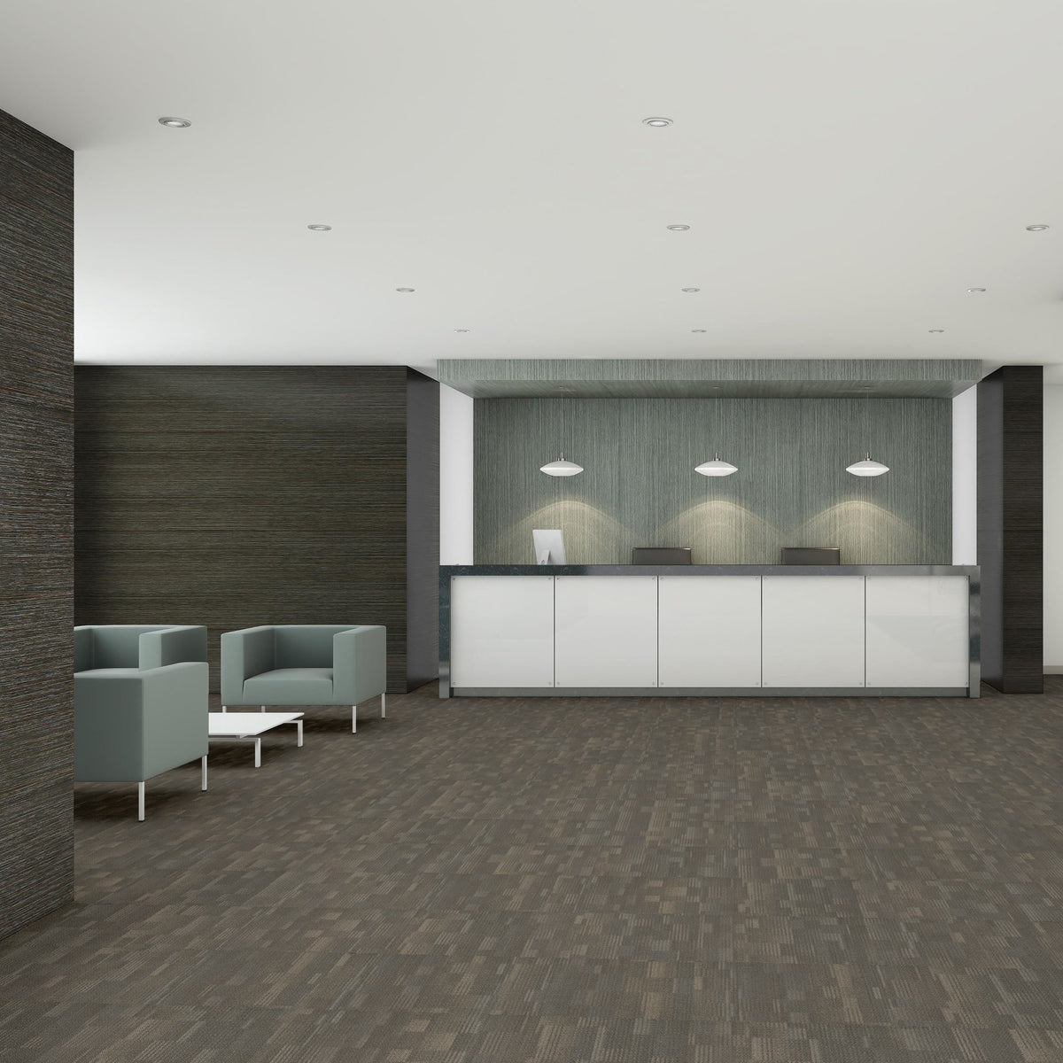 Shaw Captivate carpet tile in Micro Film, room scene