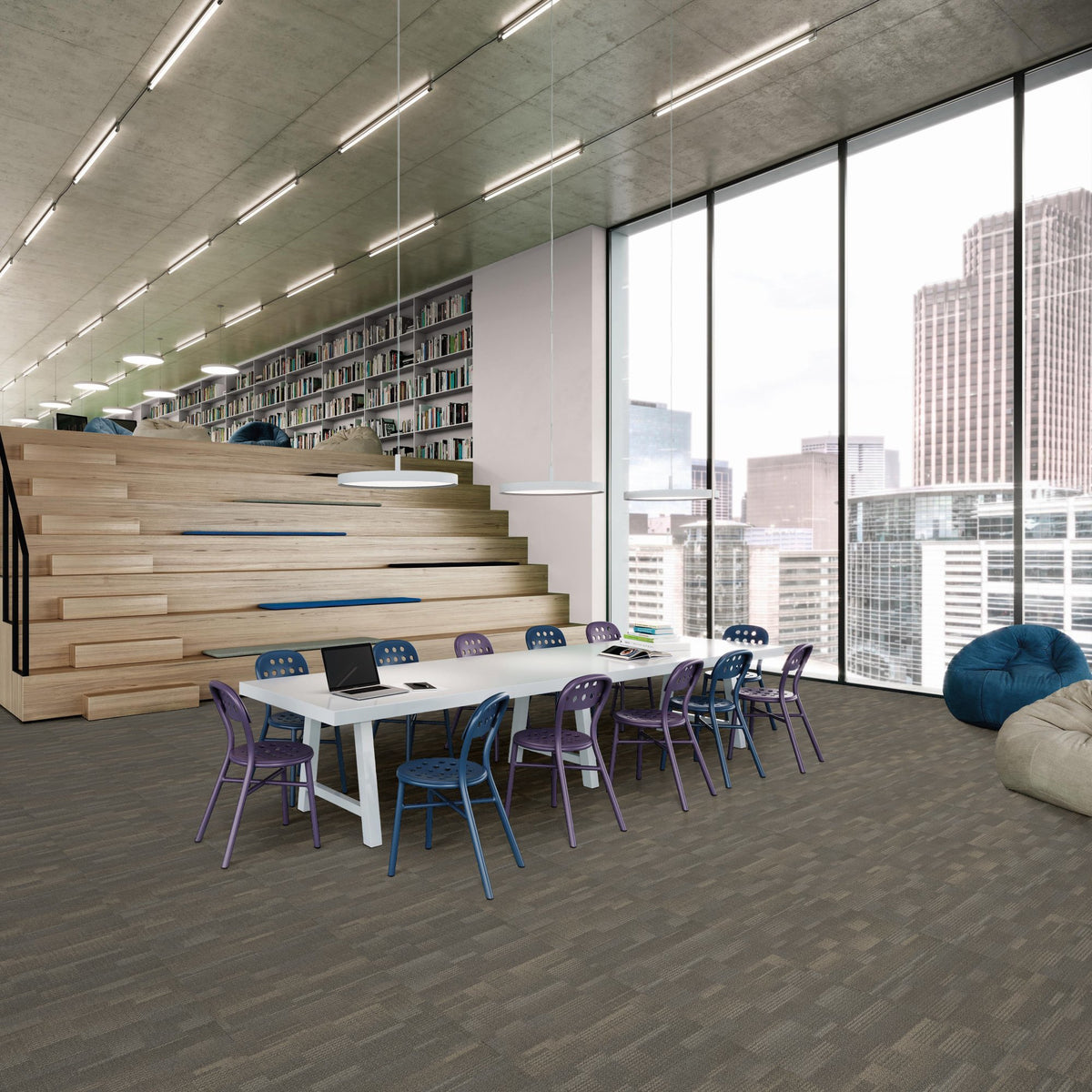 Shaw Captivate carpet tile in Micro Film, room scene